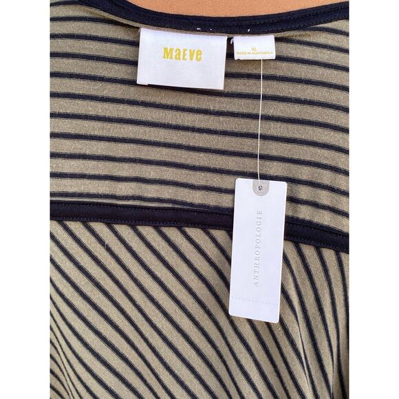 Maeve Cap Sleeve Women's Wrap Top Olive with Black Stripes NWT‎ Size XL - Picture 9 of 15